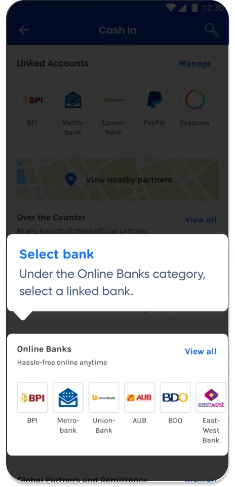 Select bank: Under the Online Banks category,
select a linked bank.